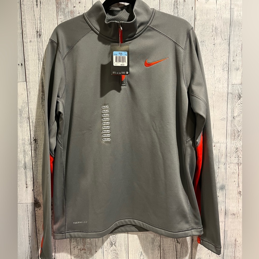 NWT Nike grey with orange part zip pullover